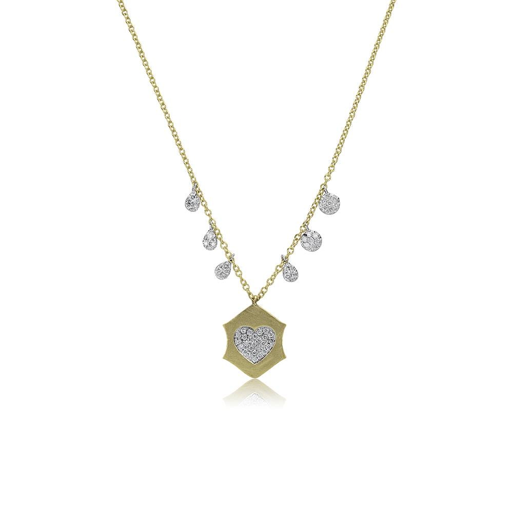 Meira T Yellow Gold Pave Diamond Disc Necklace - ICE