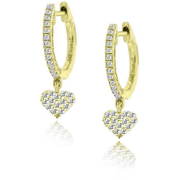 Meira T Yellow Gold Pave Diamond Hoop Huggie Earrings - ICE