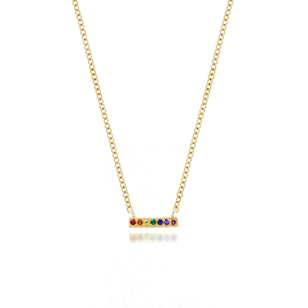 Meira T Yellow Gold Rainbow Bar Necklace - ICE