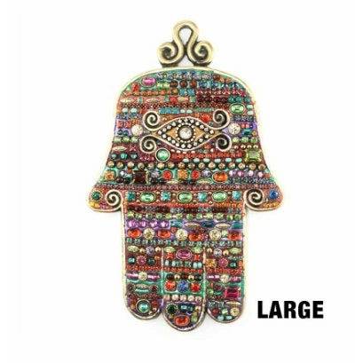 Michal Golan Gold Tone/Multi-Colored Stones & Crystals Large Wall Hamsa - ICE