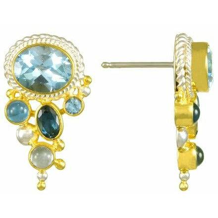 Michou & Blue Topaz & Multi Gemstone Earrings- Cascade Tahoe Blue Collection - ICE