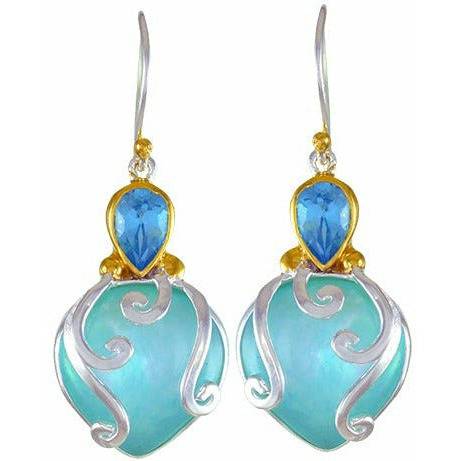 Michou Oval Larimar & Gemstone Earrings -Poseidon's Treasures Collection - ICE
