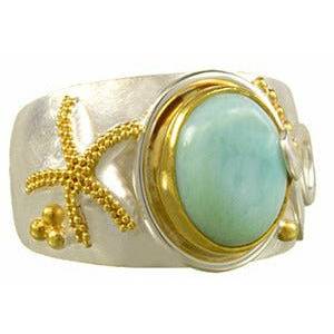 Michou Poseiden's Treasures Larimar Starfish Ring - ICE