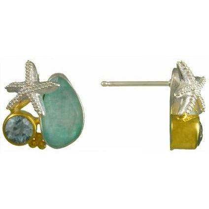Michou Starfish Amazonite Quartz Stud Earrings - Poseidon's Treasures - ICE