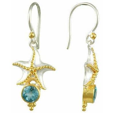 Michou Sterling Silver & Gold Vermeil Starfish Earrings - ICE