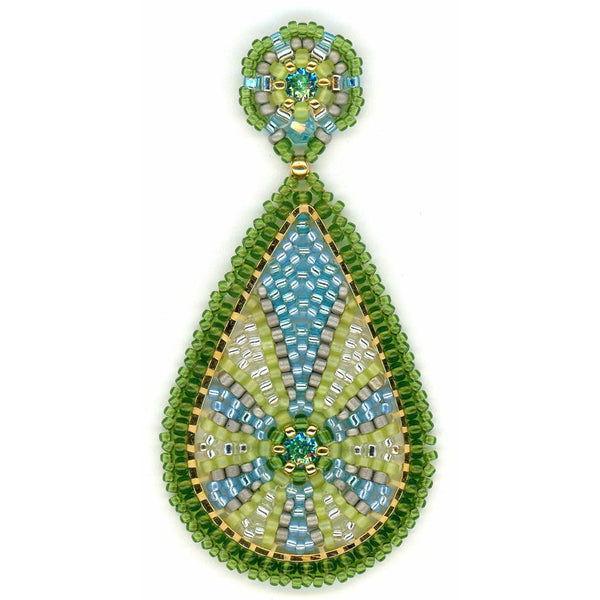 MIGUEL ASES Caribbean Turquoise & Lime Teardrop Post Earring -2.4" - ICE