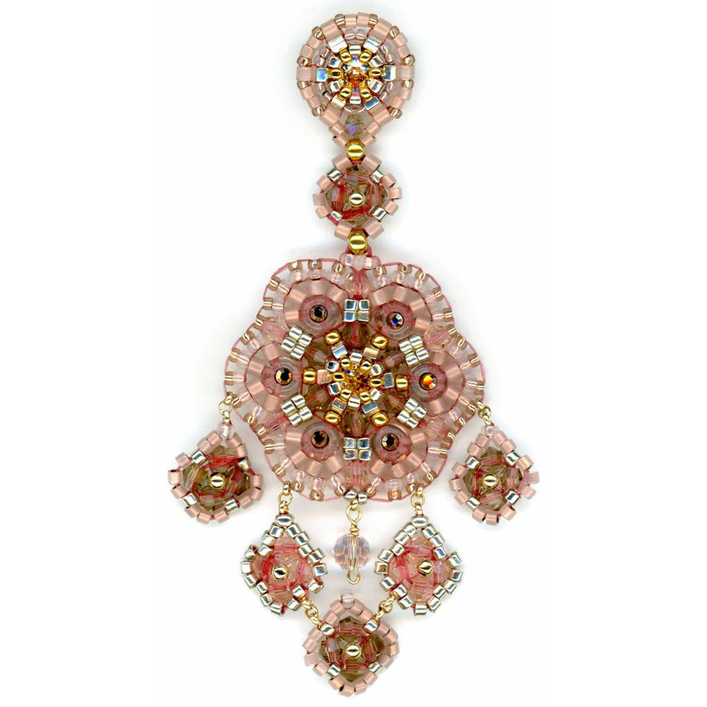 MIGUEL ASES Cherry Quartz and Dusty Rose 5 Diamond Drop Chandelier - ICE
