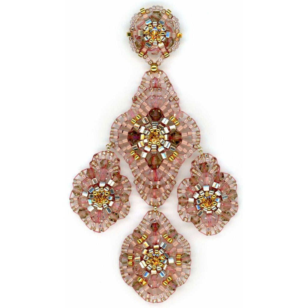 MIGUEL ASES Dusty Rose Statement Chandelier Earrings - ICE