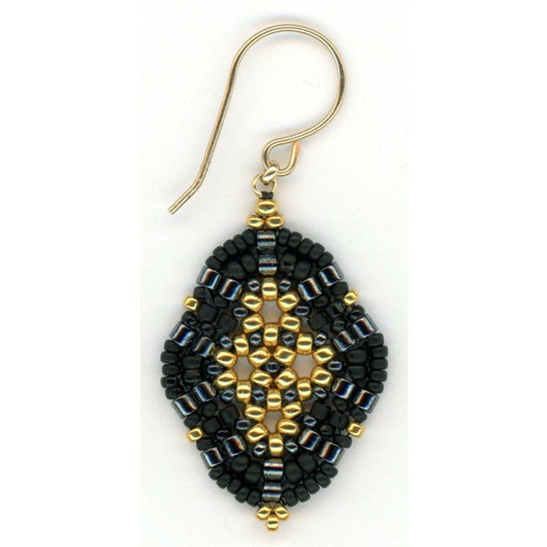 Miguel Ases Elegant Black Jet and Gold Simple Drop - ICE