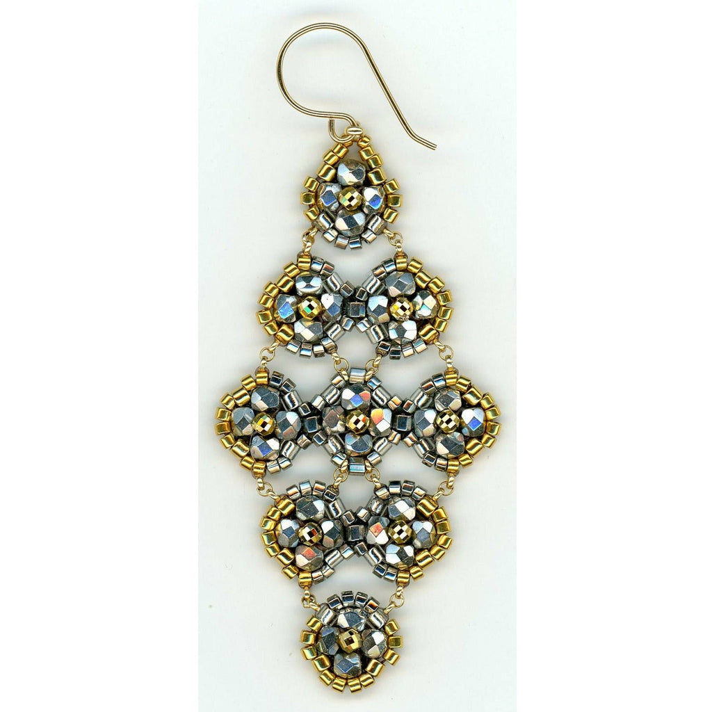 MIGUEL ASES Multi Diamond Shape Pyrite & Yellow Gold Chandelier - ICE