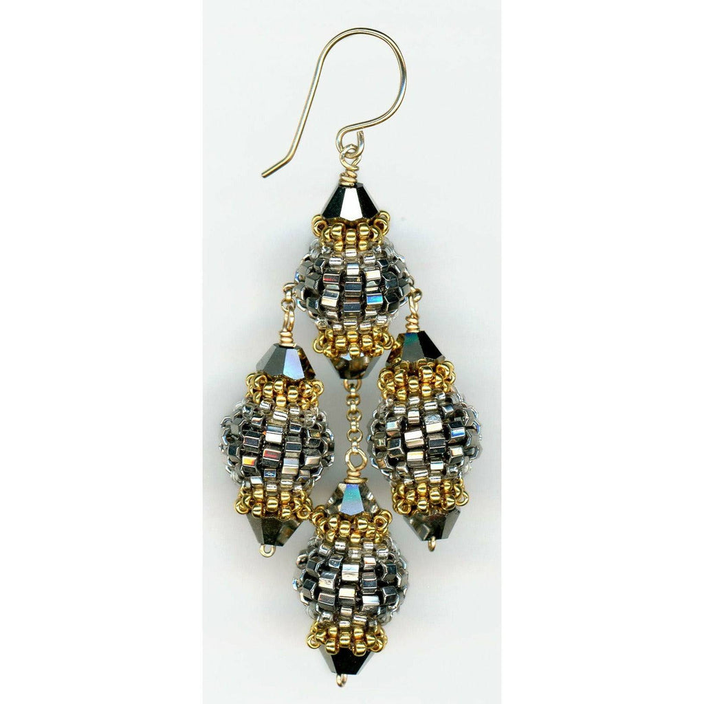 MIGUEL ASES PYRAMID DANGLE DROP HOOK EARRING -GOLD & METALLIC - ICE