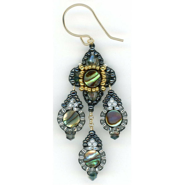 MIGUEL ASES PYRITE AND ABALONE DROP EARRING-2" - ICE