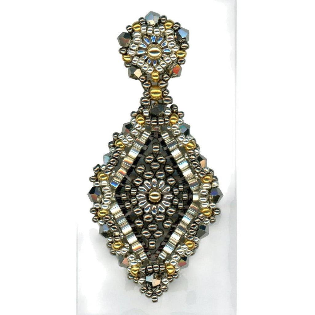 MIGUEL ASES PYRITE DIAMOND SHAPE EARRING -2" - ICE