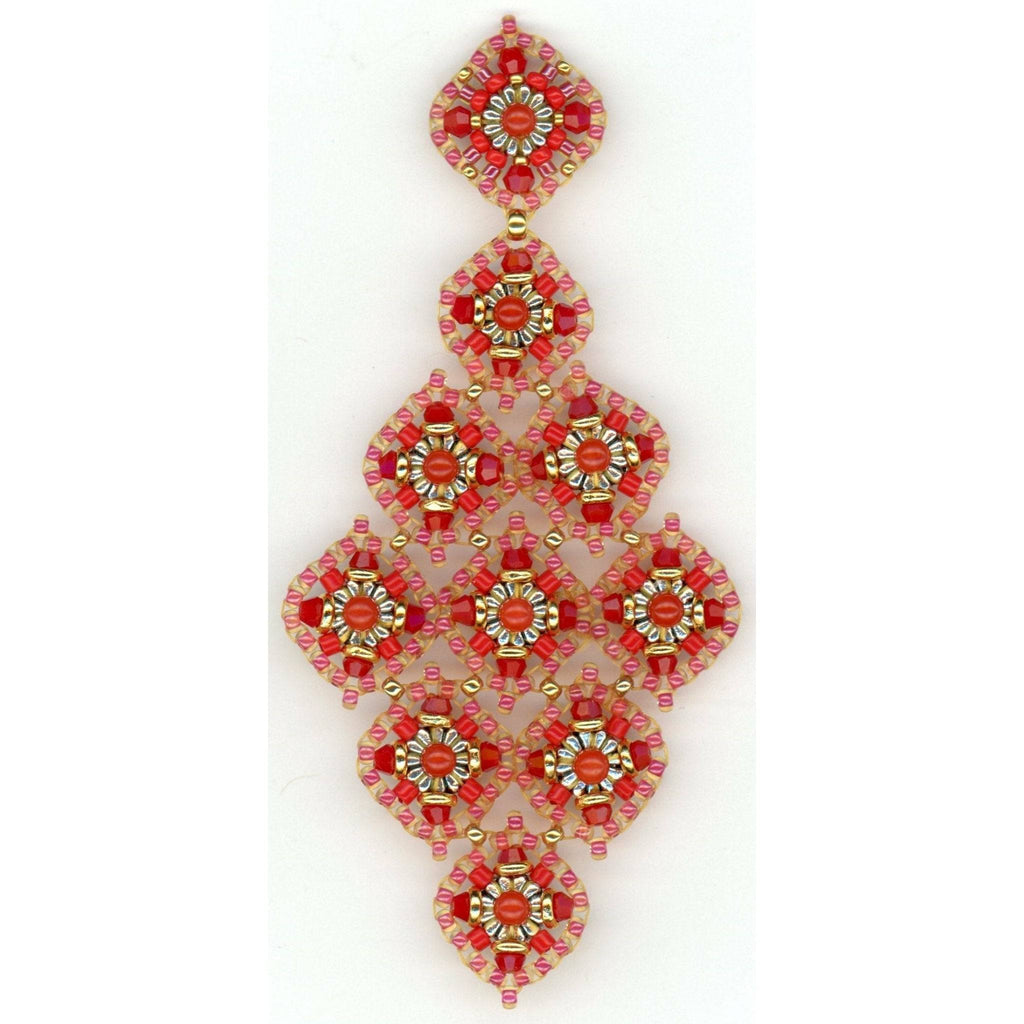 Miguel Ases Red Coral Diamond Shape Chandelier Earrings - ICE