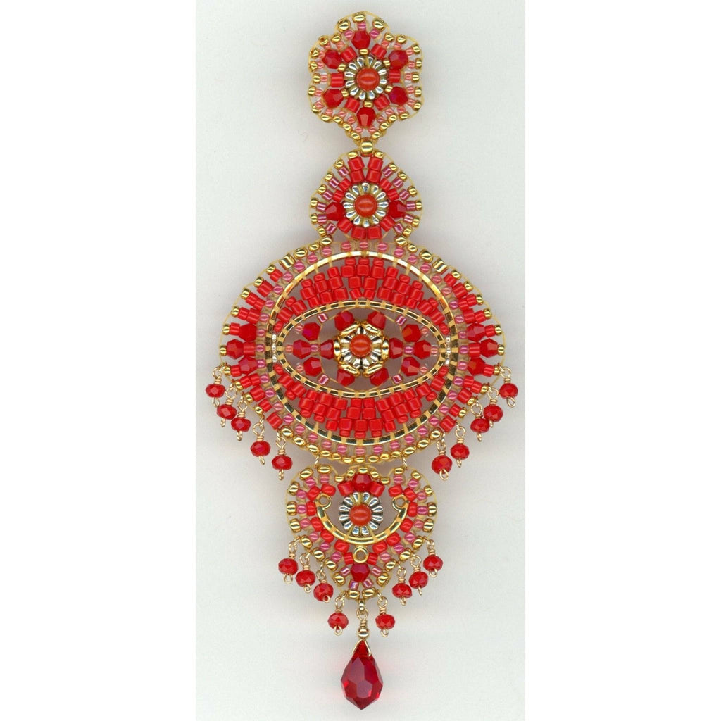 Miguel Ases Red Coral Statement Pagoda Earring - ICE