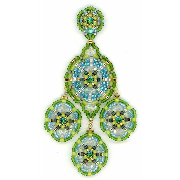 MIGUEL ASES " SOBE" Turquoise & Lime 3 Drop Chandelier with Post -3.3" - ICE