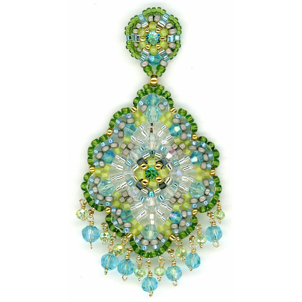 MIGUEL ASES " SOBE" Turquoise & Lime Chandelier Droplets -14kt GF Post- 2.6" - ICE