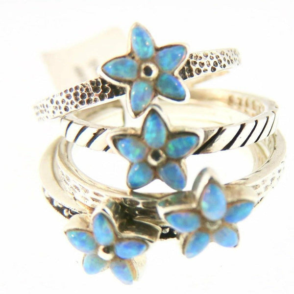 Peyote Bird Designs Flower Turquoise Stack Bands - ICE