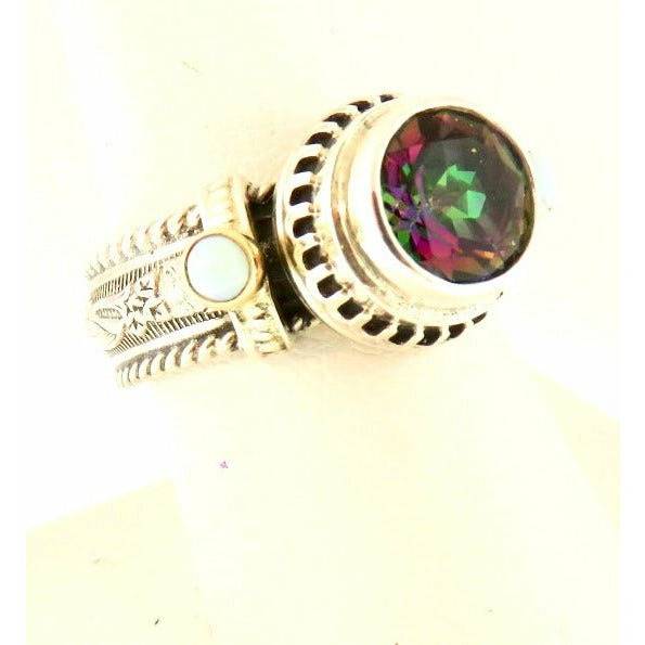 REVE Jewelry Mystic Stone & Opal Ring -Sterling Silver & 14kt Gold - ICE