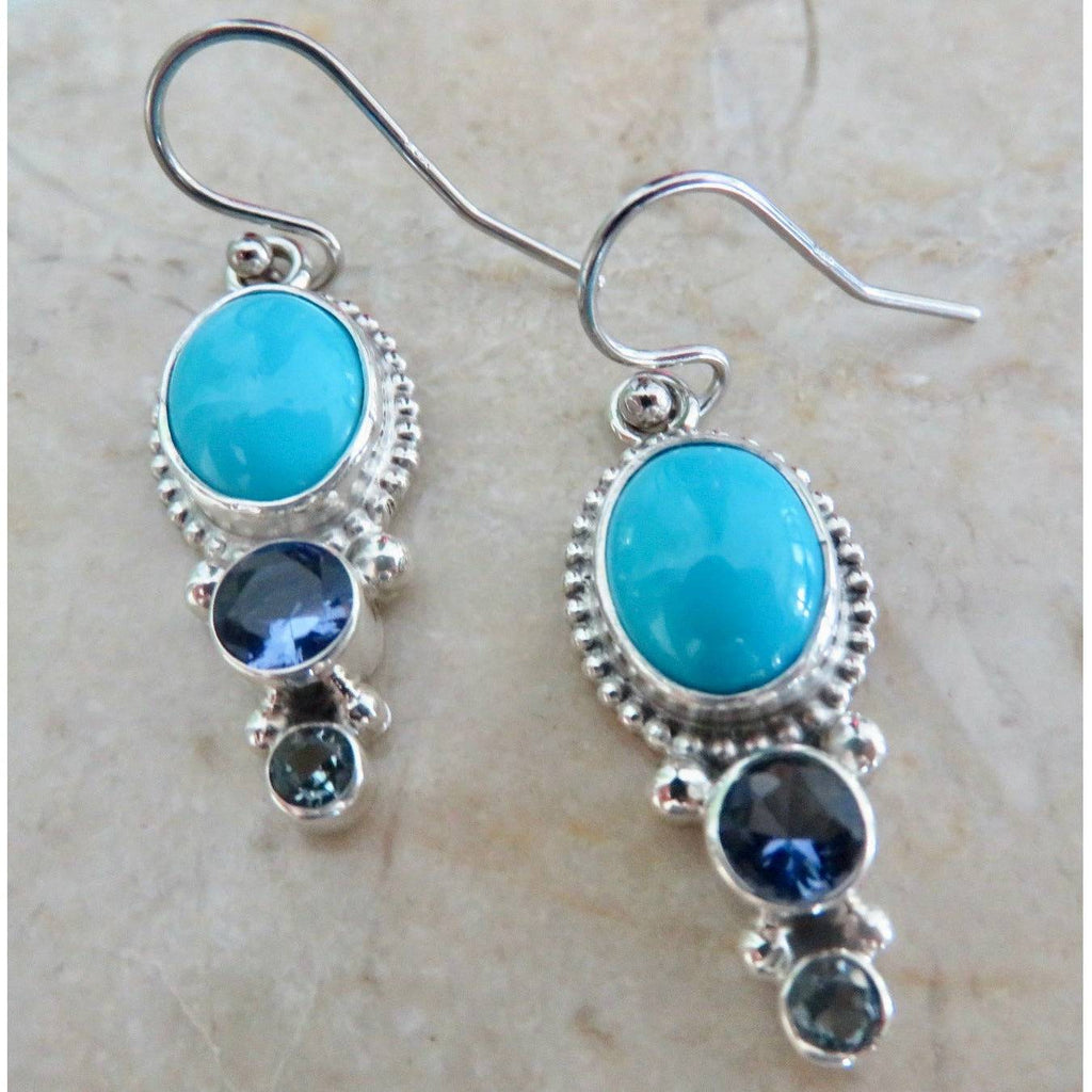 REVE Jewelry Turquoise & Amethyst Sterling Silver Earrings - ICE
