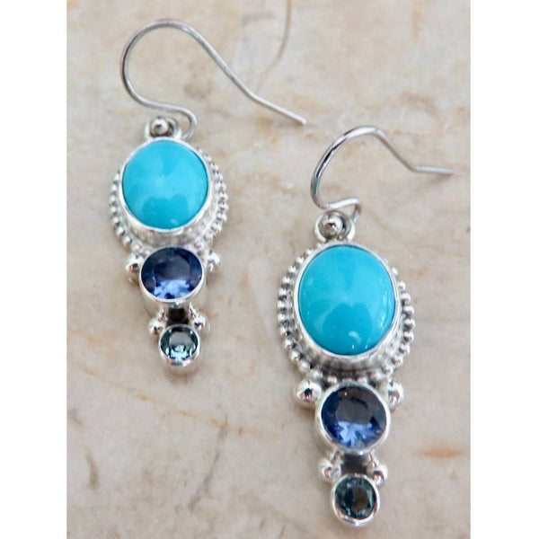 REVE Jewelry Turquoise & Amethyst Sterling Silver Earrings - ICE