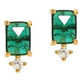 TAI Emerald Stone Earrings with CZ Drop - ICE