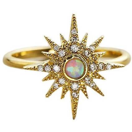 TAI Gold Starburst Ring with Opal Center - ICE