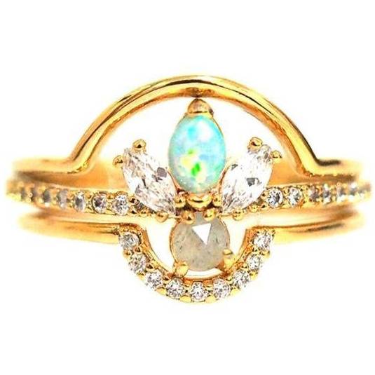 TAI OPAL STACKABLE RING SET OF THREE - ICE