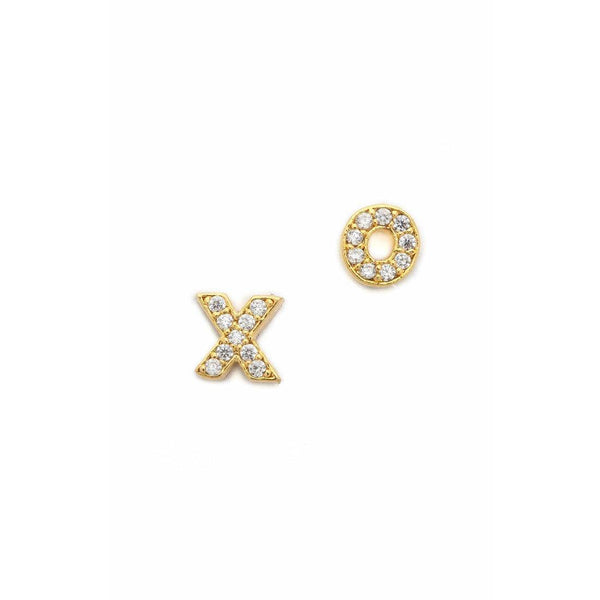 TAI Pave CZ XO Stud Earring -Gold - ICE