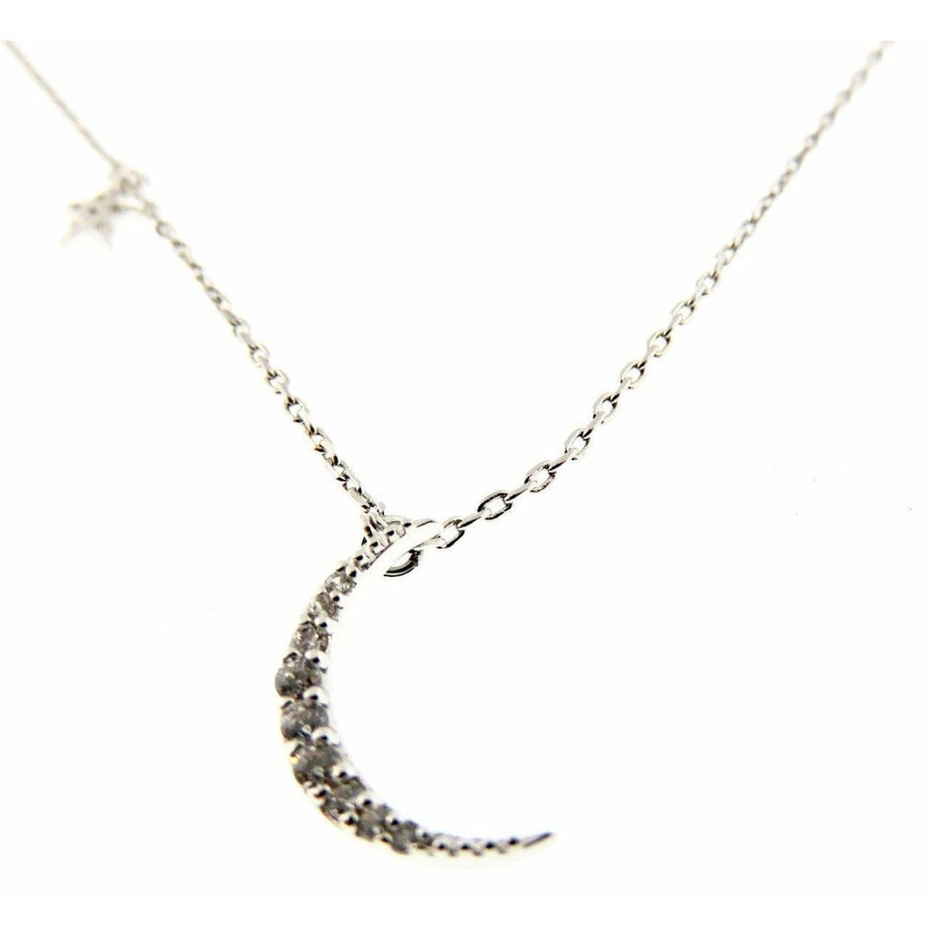 TAI Pave Moon and Star Necklace-Silver - ICE