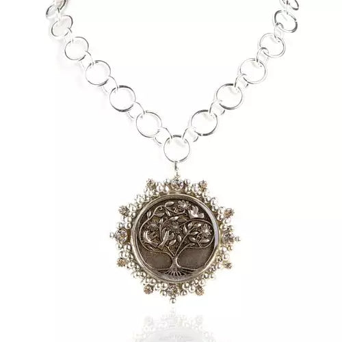 The Lilibeth Cloister Grande Tree of Life Medallion Necklace - ICE