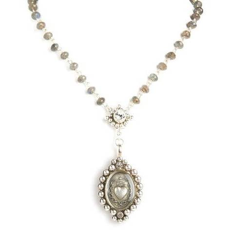 VIRGINS SAINTS AND ANGELS EVITA NECKLACE- LUXE 6MM LABRADORITE - ICE